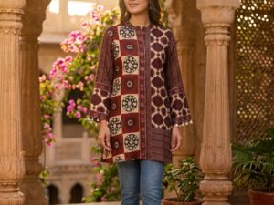 Maroon Pure Crape Traditional Printed Short Kurti for Women | Casual, Office & Everyday Wear