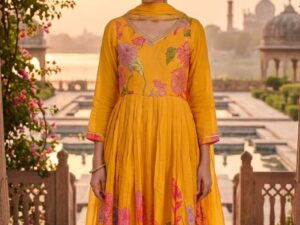 Mustard Yellow Floral Printed Kurti Pant Set with Dupatta