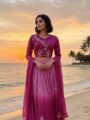 Wine Pink Floral Indo-Western