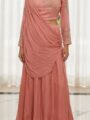 Peach Floral Draped Indo-Western