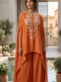 Rust Orange Chinon Detailed Indo-Western