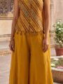 Mustard Embroidered Flared Palazzo Set – Festive Wear