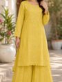 Yellow Embroidered Kurti Palazzo Set
